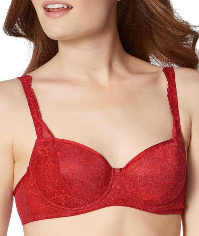 Triumph Amourette Charm Half-Cup Underwired Padded Bra - Spicy Red Bras
