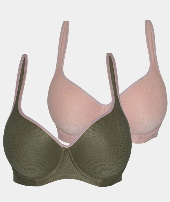 Triumph Triaction Racerback 2 Pack - Pink/Green Bras 