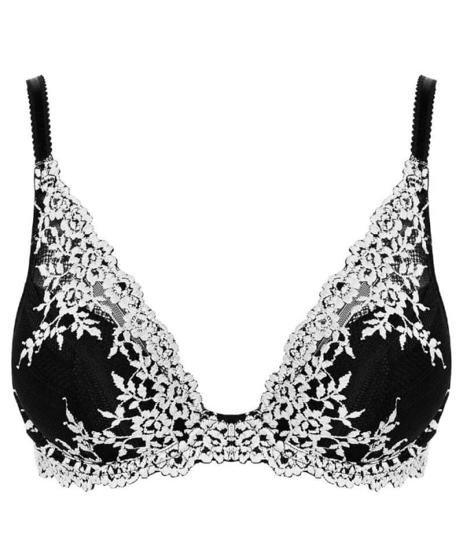 Wacoal Embrace Lace Plunge Underwire Bra - Black Bras 