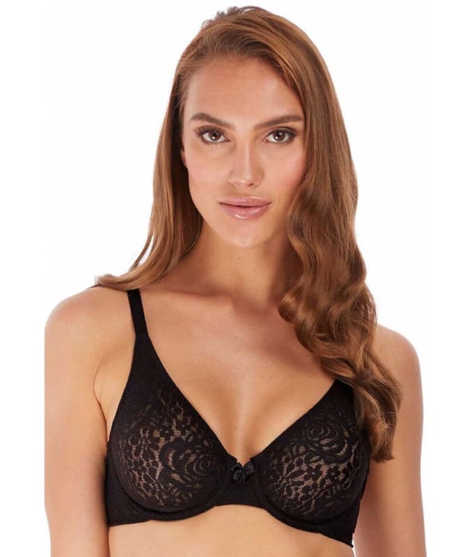 Wacoal Halo Lace Moulded Underwire Bra - Black Bras